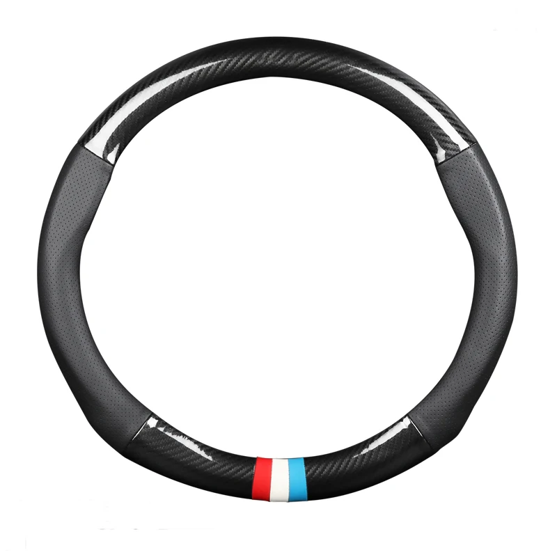 Carbon Fiber Leather car Steering wheel cover for BMW E46 E39 330i 540i 525i 530i 330Ci M3 2001 2002 2003 Handlebar Braid