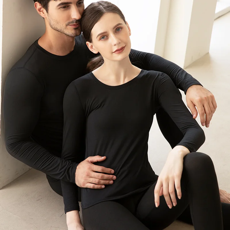 RX  Hot sale warm adult women and mens base layer thick thermal underwear set couple outfit winter thermal underwear
