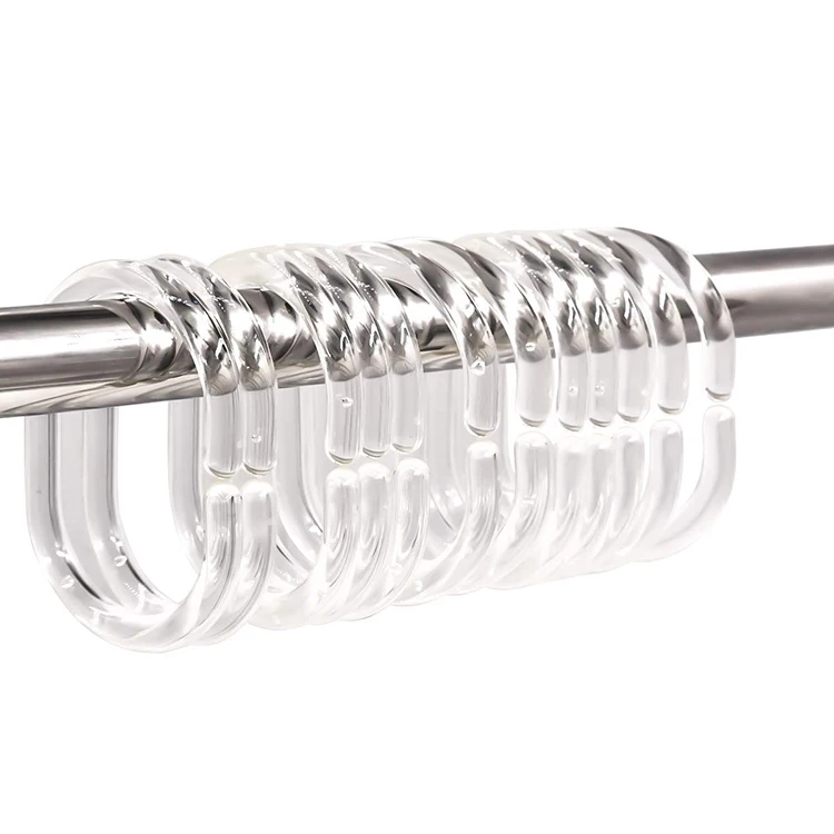 Clear Plastic Shower Curtain Hook Bath C Type Curtain Glide Hanger Bathroom Hanging Hooks