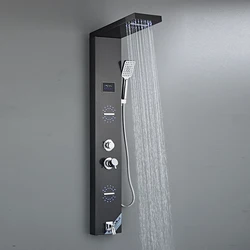 Modern LED Light Shower Panel Waterfall Rain Shower faucet Massage Jets Tub Shower Column Mixer Tap