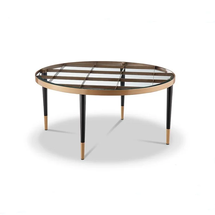 Italian Style Tea Golor or Black Tempered Glass Top Metal Leg Coffee Table