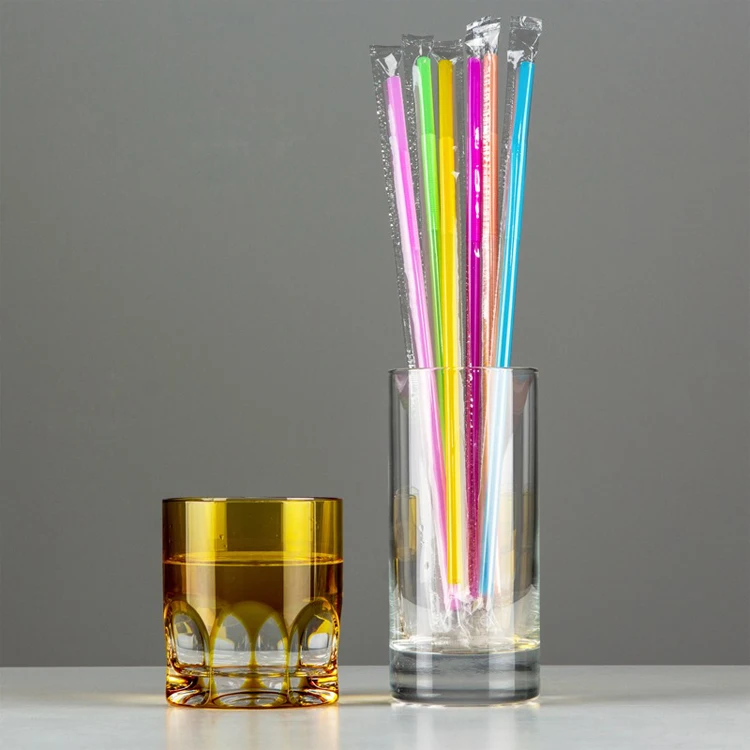 Individually Wrapped Colorful Plastic Straw Drinking Milkshake Polypropylene Boba Straw Bubble Tea Disposable PP Straws