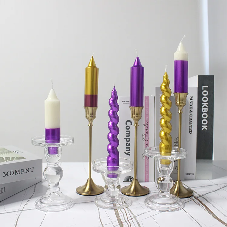 Factory direct sales gold-plated pillar wax Christmas wedding dinner pillar wax church top European style candles