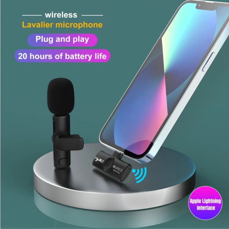 2.4G Wireless Microphone Noise Reduction Mini Mic Lavalier Microphones Use for Phones Live Gaming Vlog