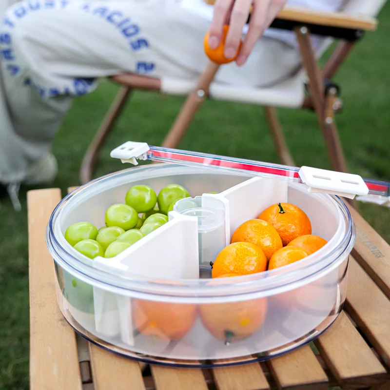 Transparent Sealed Fresh Preservation Jar Divided Plastic Rectangular Snack Nut Storage Box With Lid