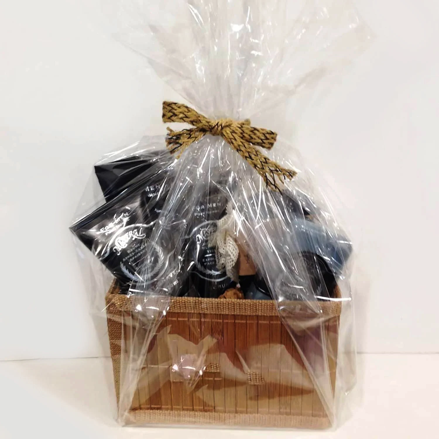 Holiday Gift Basket Wrap Large Size Cellophane Basket Bag Transparent Clear Cellophane Bags Perfect for Christmas Gift Packing