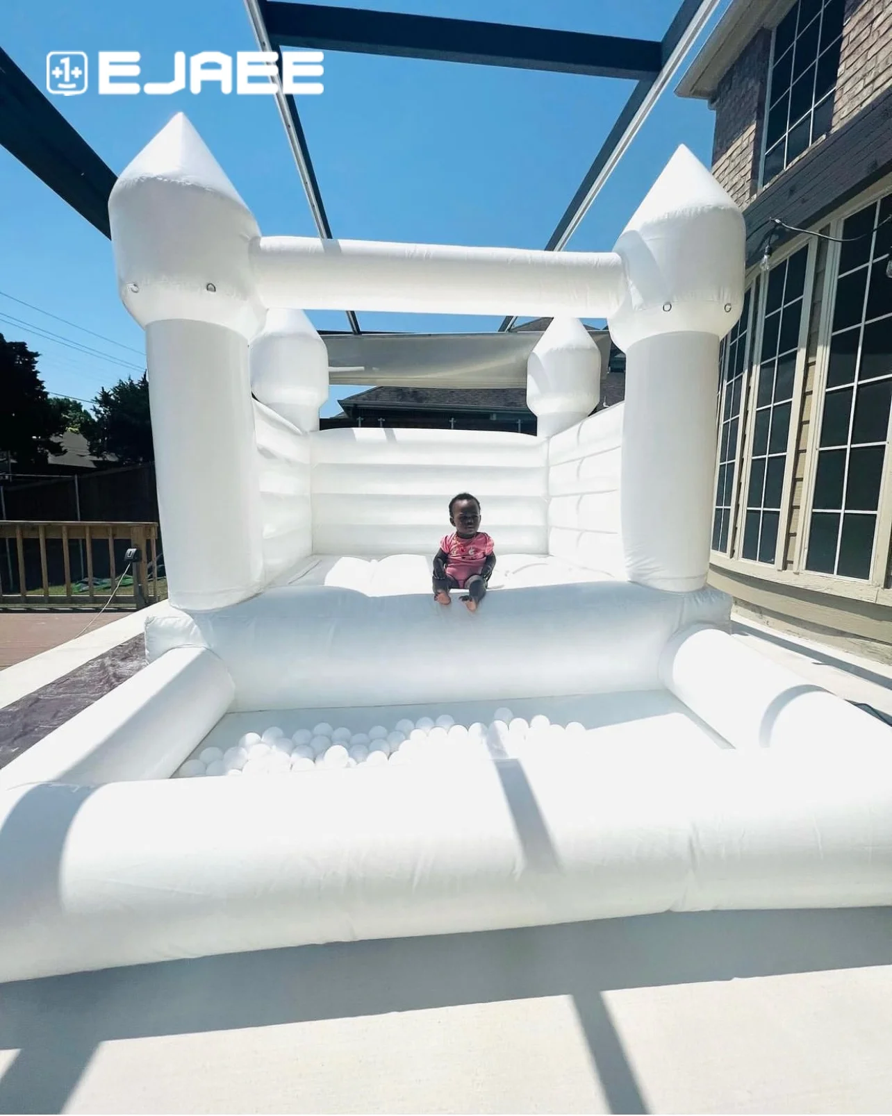 8*8 White Bouncy Castle Small Mini White Bounce House Pink Castle Jumper