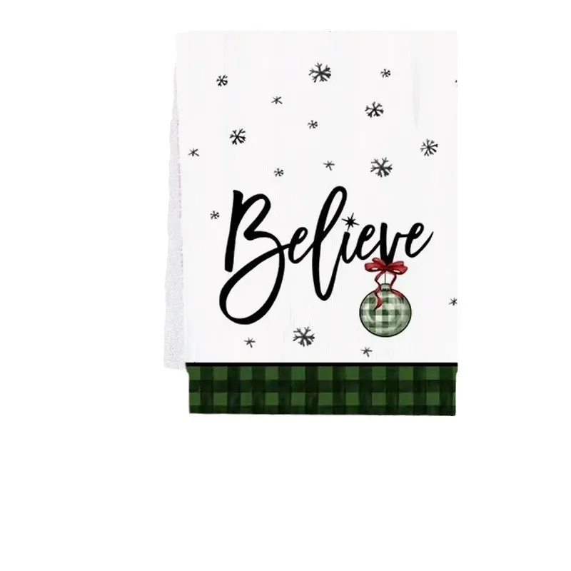 Wholesale printed Christmas tea towel Home Waffle table mat Microfiber Christmas gift Kitchen towel