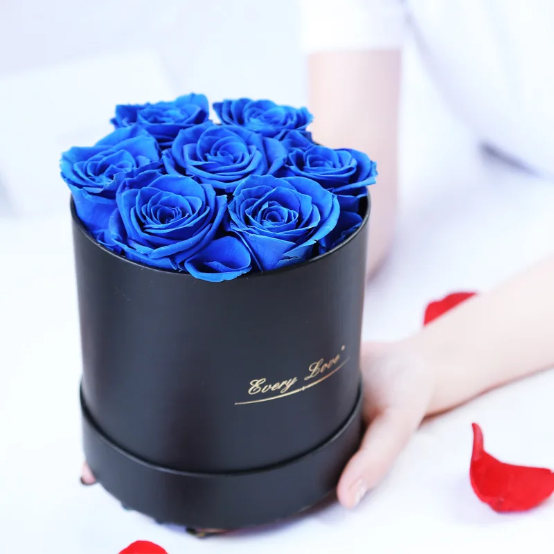 2023 hot sale little Prince Grade A+ 6-7CM rose head preserved flower in the glass with base cherry blossom flower