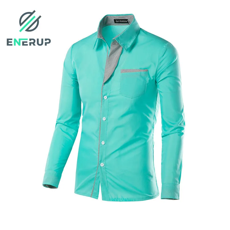 Оптовая продажа, новый дизайн мужской рубашки Enerup с длинным рукавом, Мужская Корейская приталенная формальная повседневная мужская рубашка