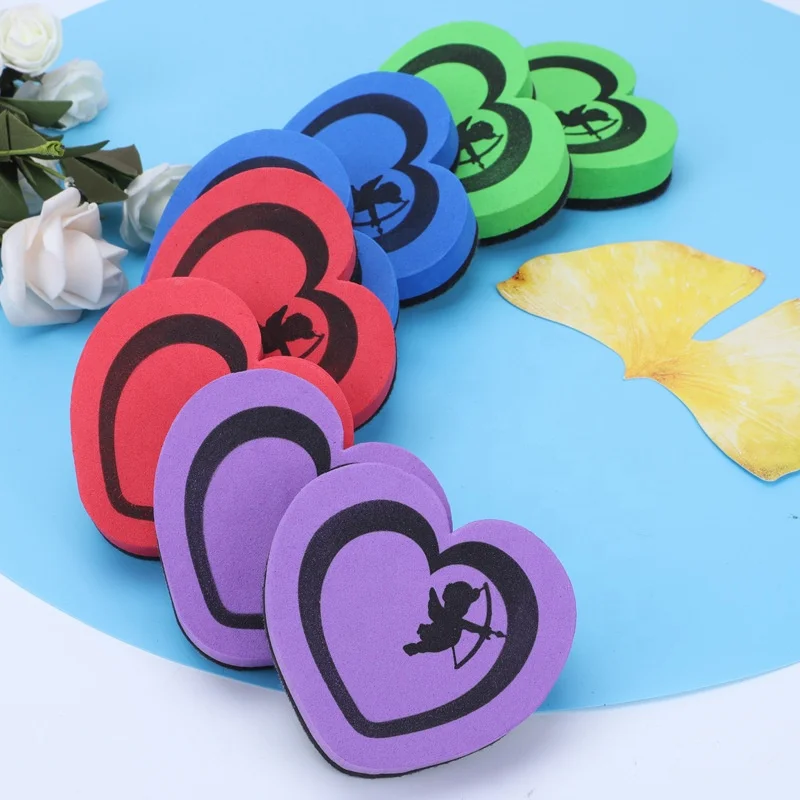 Wholesale Eva Whiteboard Eraser Heart Cute Board Eraser Cleaner For Kids