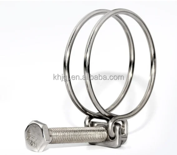 Hot Sale Double Steel Wire Handle  Hose Clamp China Factory Iron and Ss Adjustable Clip Pipe Clip Hose Clips