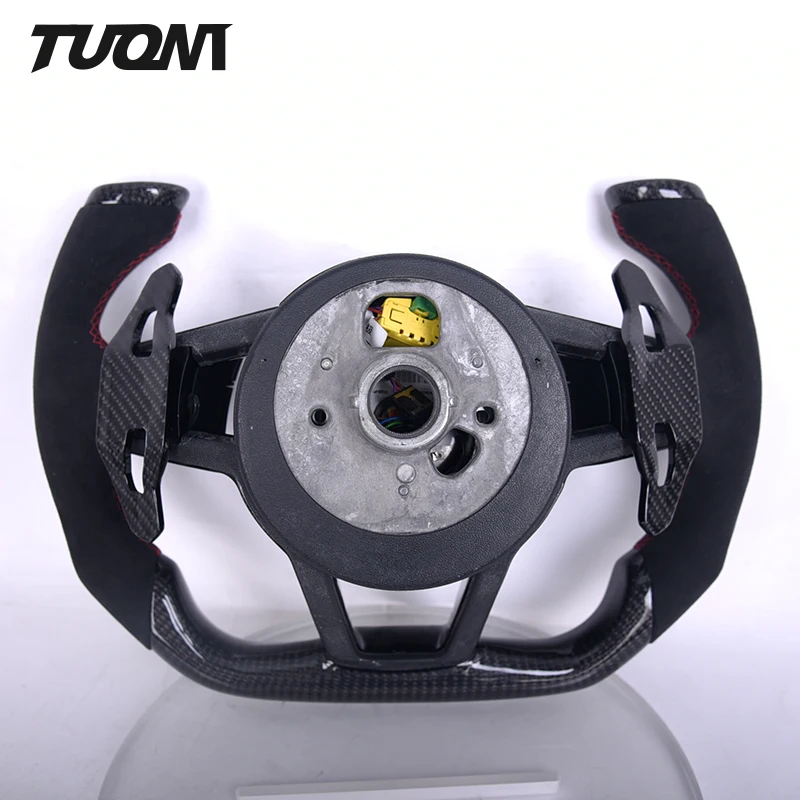 For Audi A3 A4 A5 R8 RS3 TTRS Plane Model Carbon Fiber Flat Bottom Suede Leather Steering Wheel