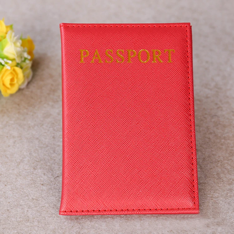 high quality cross grain leather Passport holder custom logo cheap Travel passport case  PU leather passport Sleeve cover