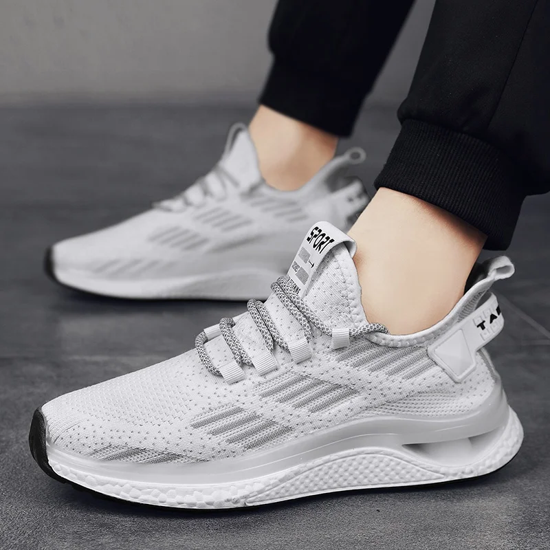 OEM ODM Wholesale Designer Brand Sport Shoes Men Custom Logo Flying Woven Running Athletic Casual Shoes for Men