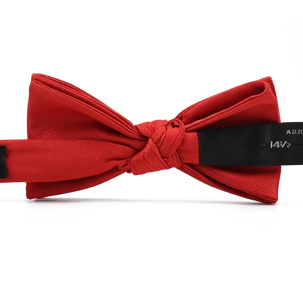Custom Logo Microfiber Red Plain Bow Ties Fashion Adjustable Polyester Solid Color Bowtie For Men