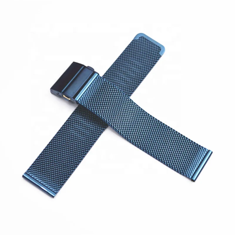 New design 16mm-22mm  304 stainless steel 0.6 wire mesh  quickrelease watch bracelet with deployment clasp buckle