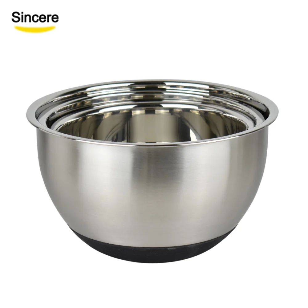  1.5qt/2.0qt/3.0qt/4.0qt/5.0qt таможенной службы миска для смешивания с крышкой на плюшевой подкладке силиконовая подошва измерением