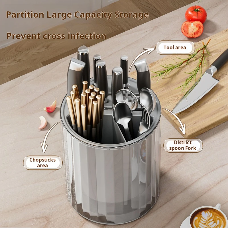 Transparent GreyKnife Block Without Knives Universal Detachable Knife Holder for Easy Cleaning Space Saver Knife Storage Holder