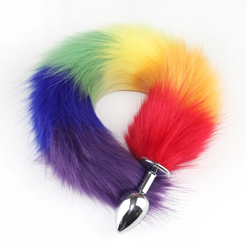 Hot selling metal anal plug fox tail with different colors fox tail anal plug wholesale erotic flirting fox tail sex toy