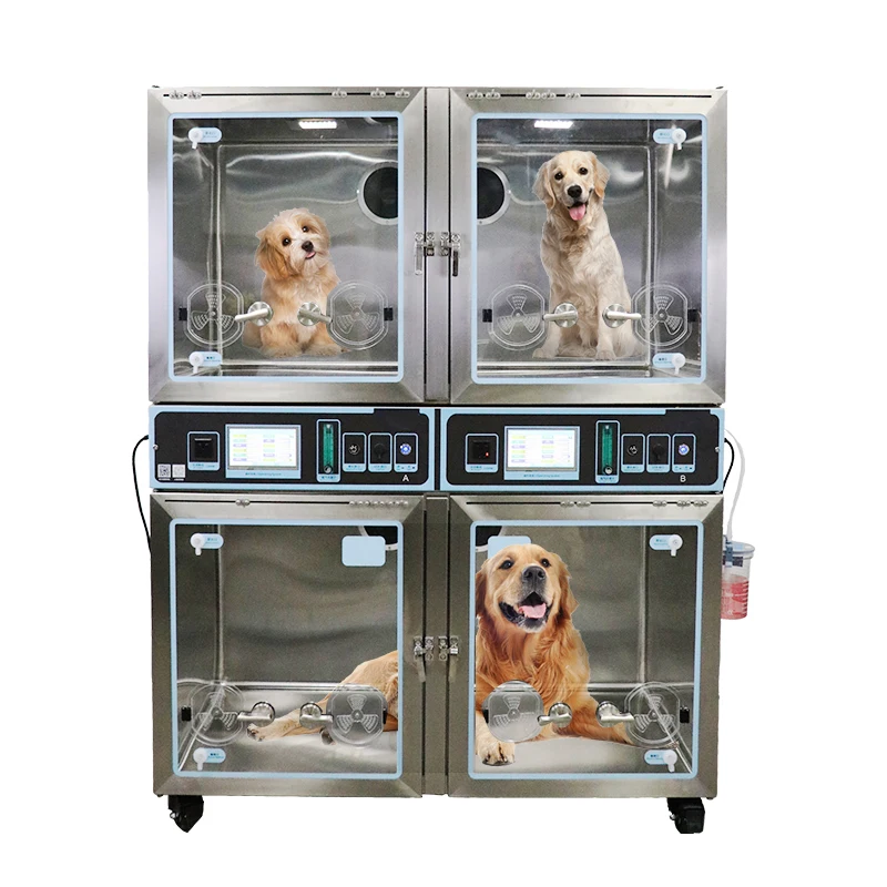 Olive Medical Veterinary Equipment Therapy Stainless Steel Oxygen Animal Pet Dog Cat Care Monitoring Cabin Cage Vet ICU