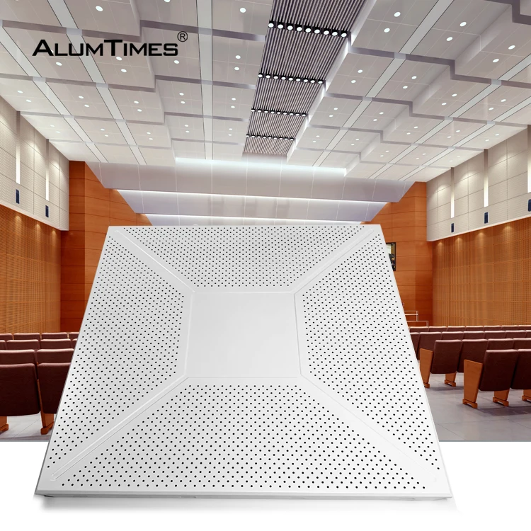High Quality Dound Proof Interior Metal Perforated Decorative Aluminum Acoustic Standard Ceiling Tiles 600x600 Hanging Panels