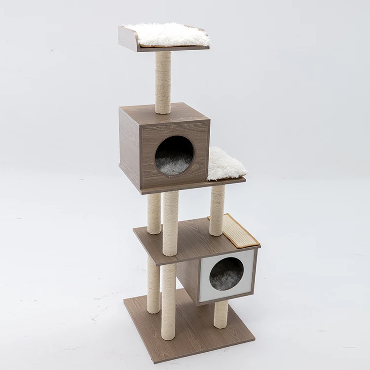 House Tower Scratch Wooden Big Climbing Cats Tree