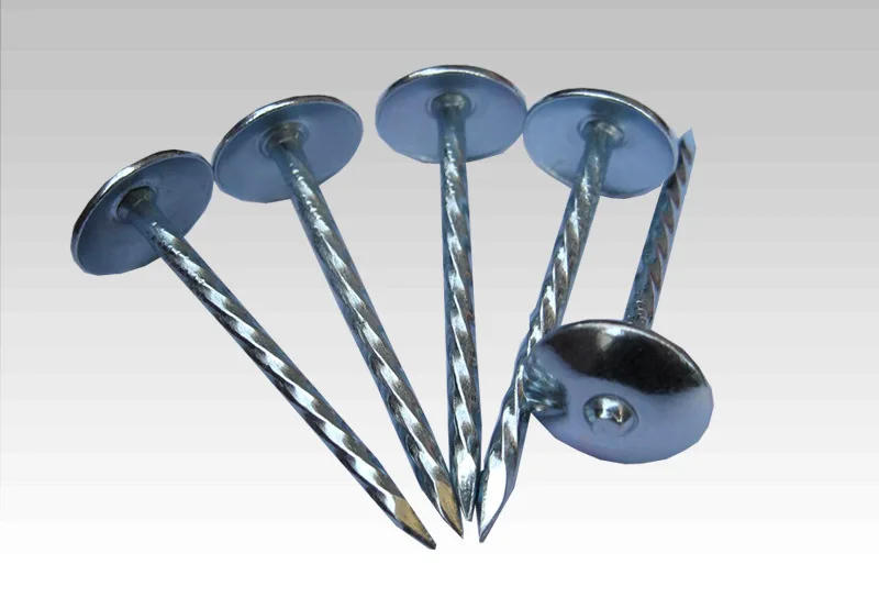 Electro Galvanized Umbrella Head Zinc Coil Felt Roofing Nail With Washer