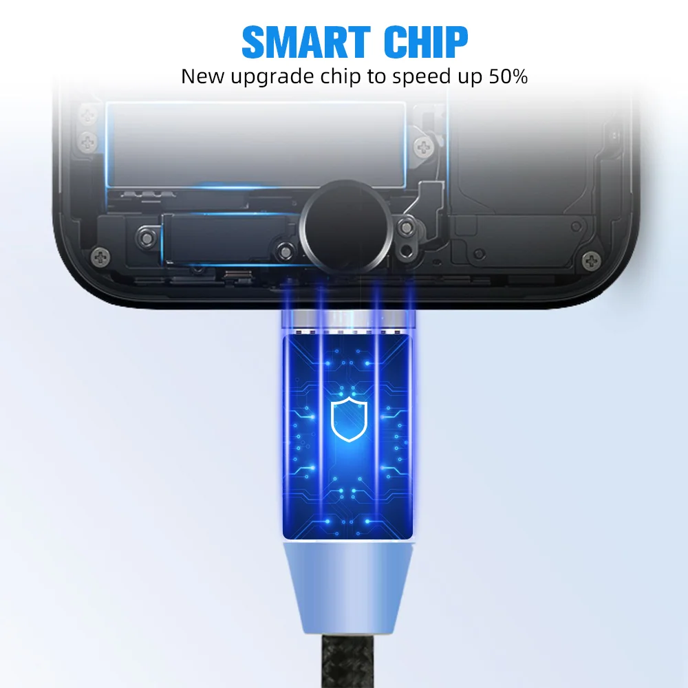 Usb кабель с нейлоновой оплеткой 1 м 2 быстрый Магнитный зарядное устройство светодиодный индикатор зарядки 3 в для передачи данных