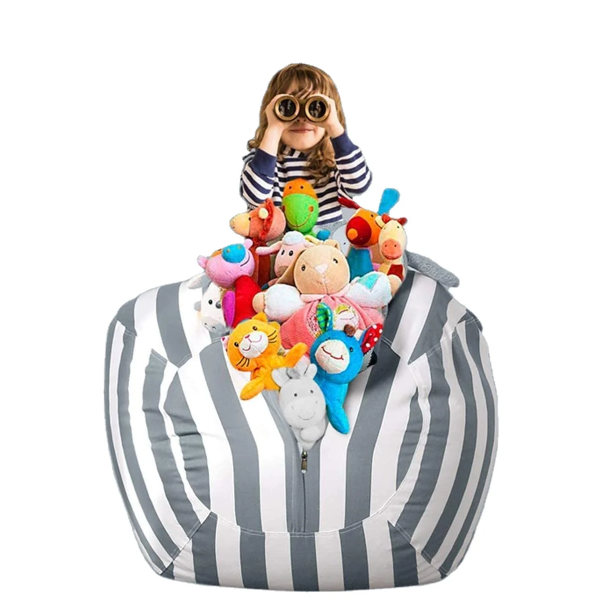 100% Cotton Kids Bean Bag Chairs/Stuffed Animal Storage