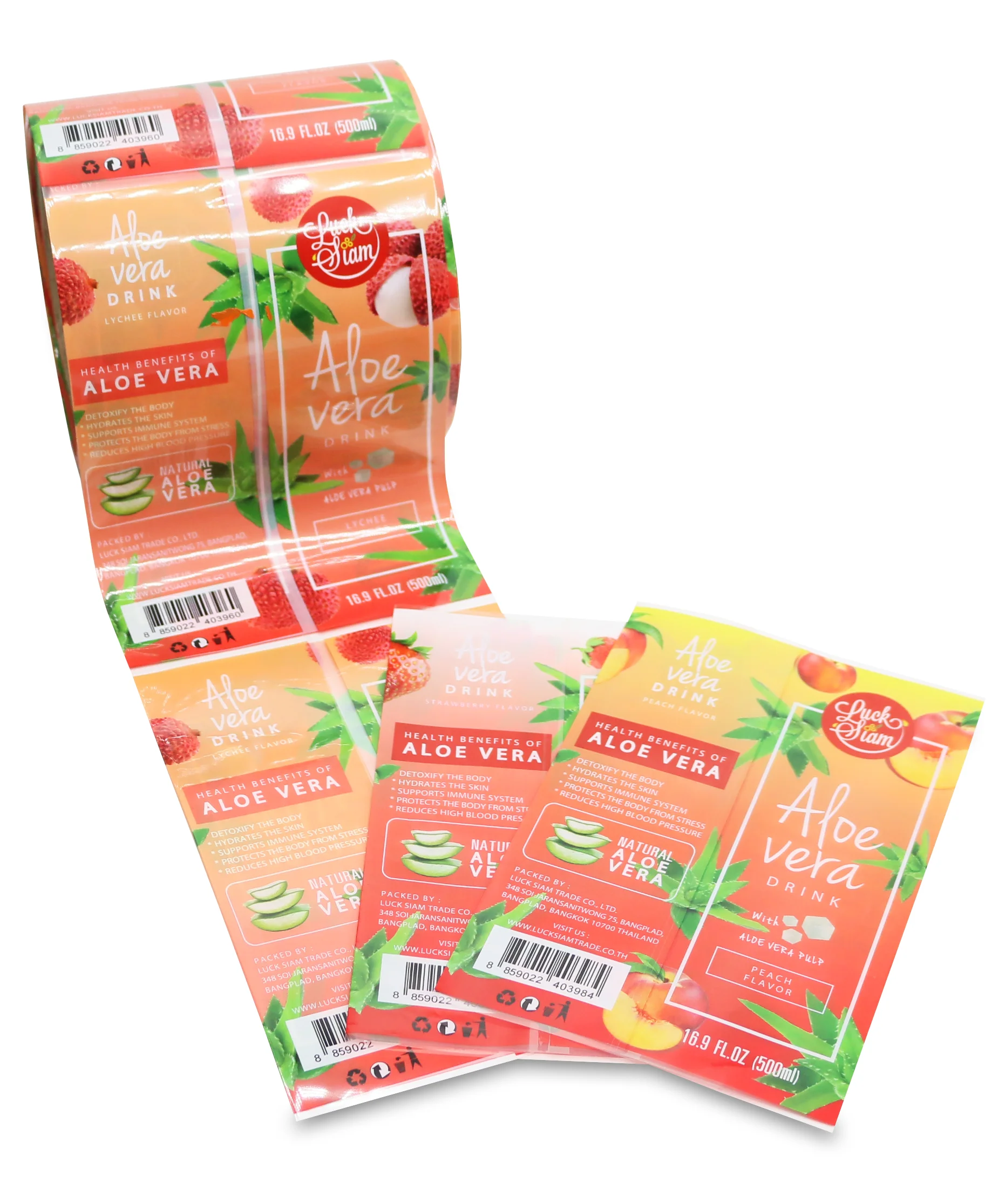 Custom PVC/PE/OPS/PETG/PP plastic stretch roll film hot shrink wrap beverage bottle sleeve band labels PVC heat shrink film