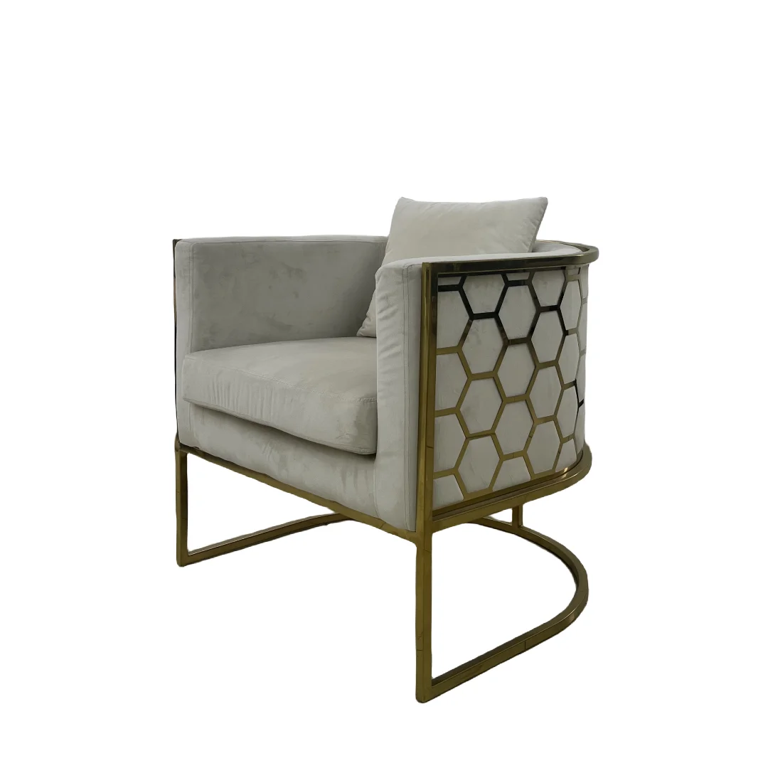 Velvet Dinning Chair Mid-Back Accent Chair Modern Leisure Armchair With Gold Plating Legs Upholstered Living Room Chair