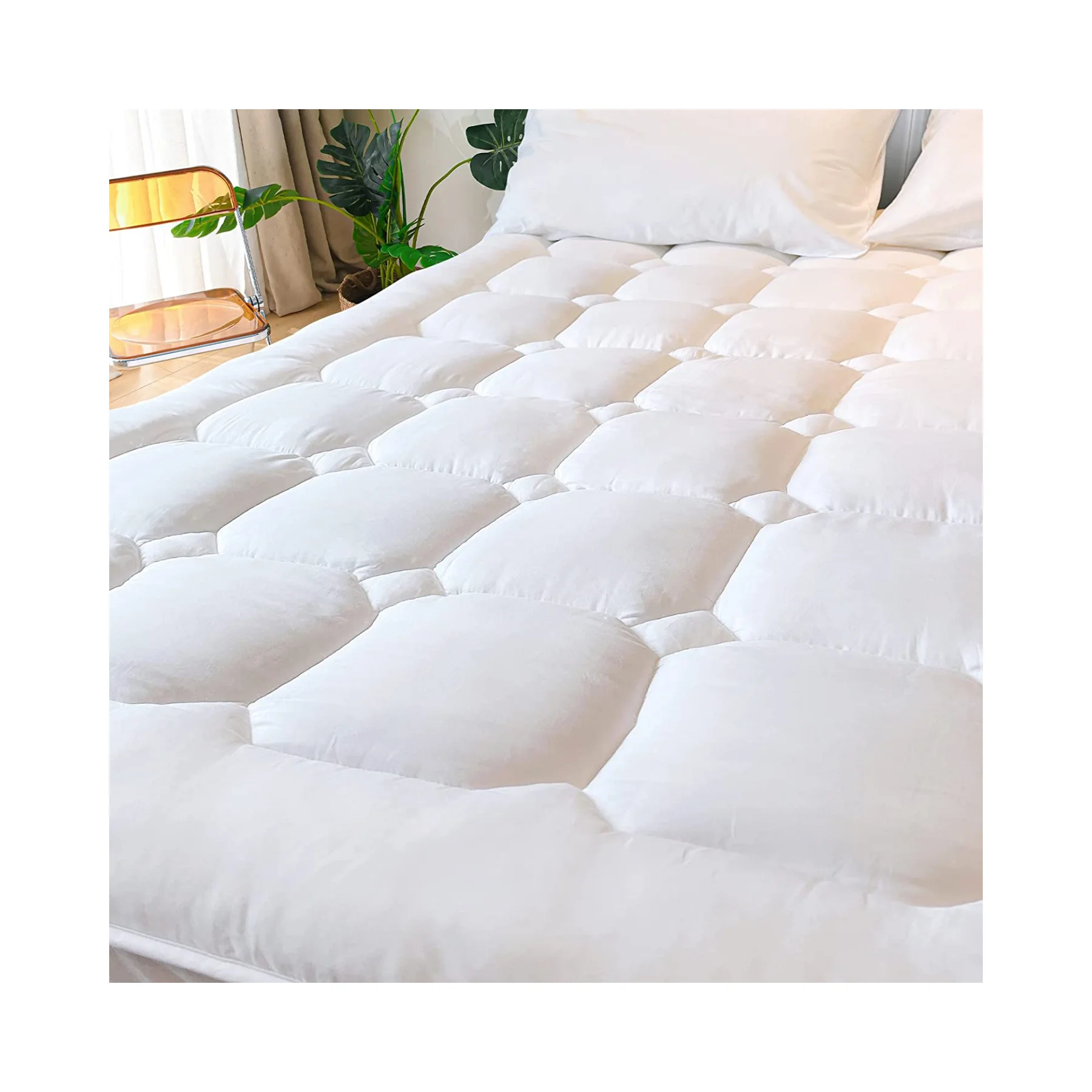 Queen Size Size Bamboo Mattress Pad Cooling  Quilted Fitted Mattress Protector Pillow Top Mattress Cover with Deep Pocket