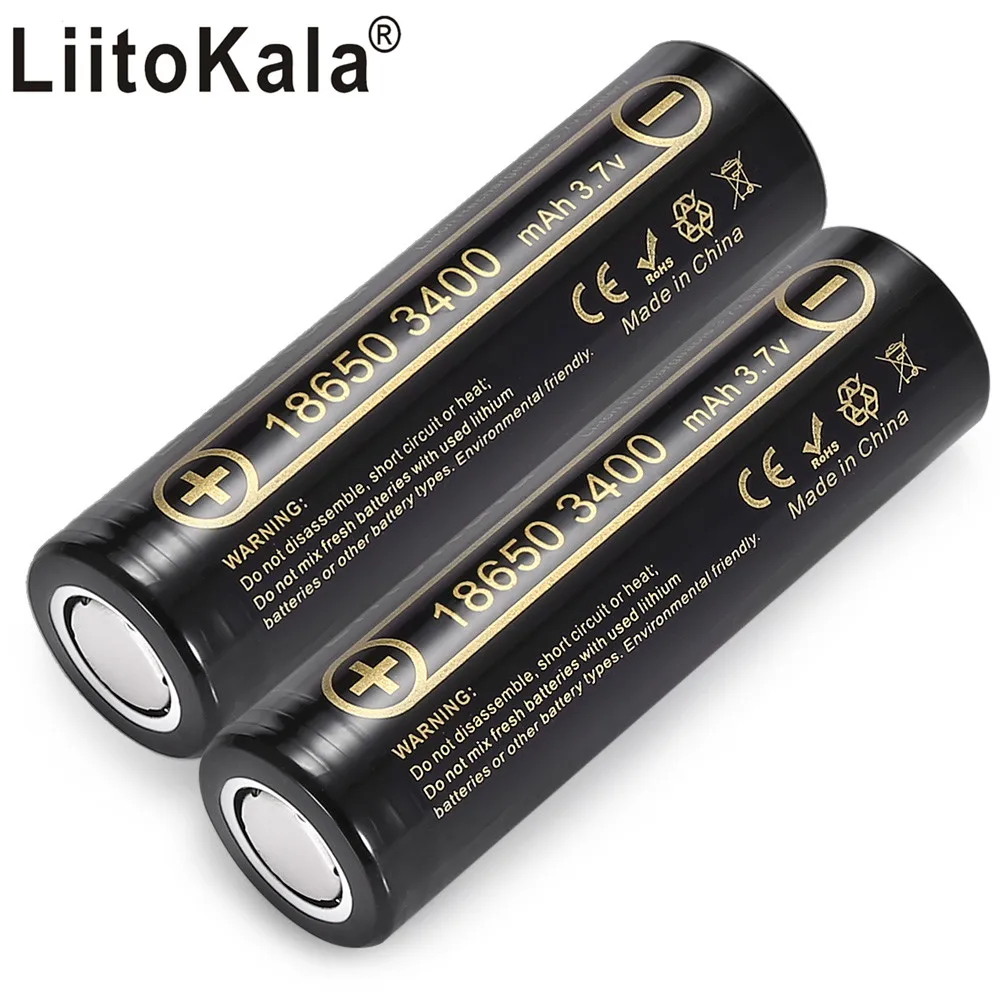 
LiitoKala Lii-34A 100% New Original NCR18650B 3.7v 3400 mah 18650 Lithium Rechargeable Battery For Flashlight batteries 
