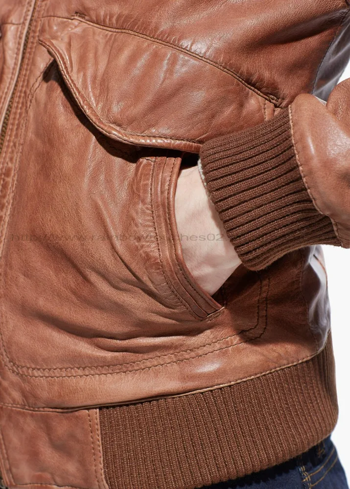 Custom brown Winter jacket wholesale polyester leather straight jacket men