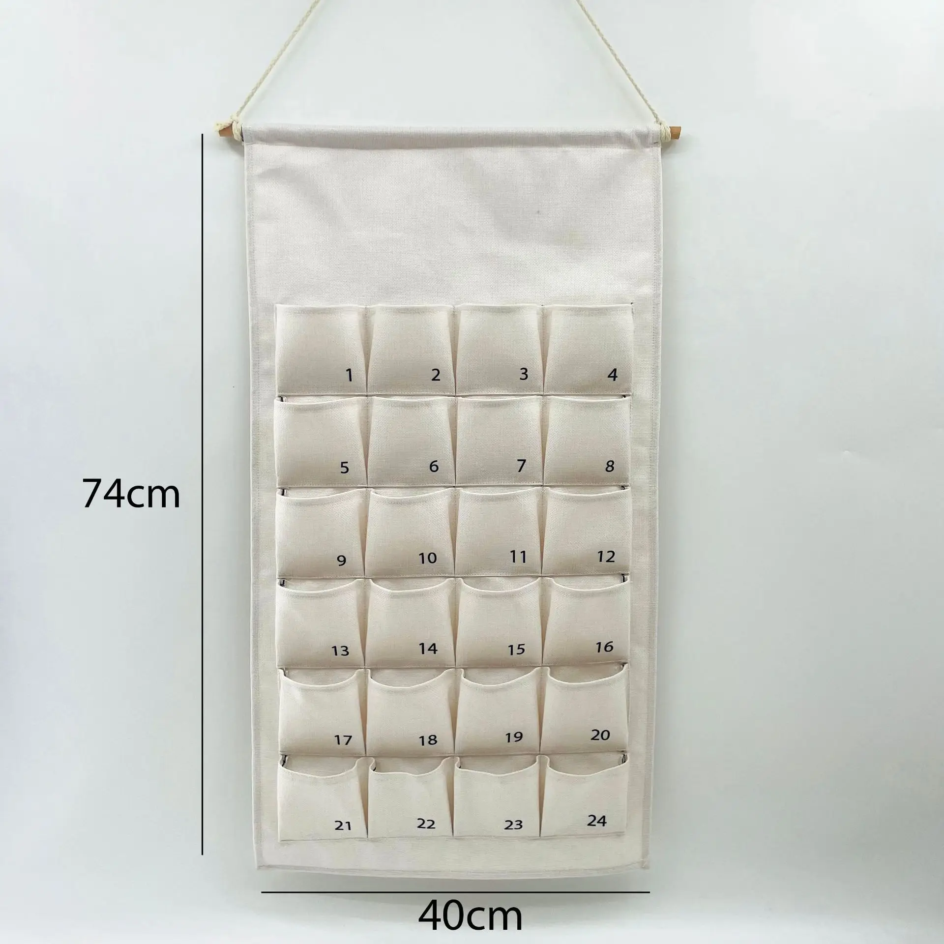 Christmas Advent Calendar With Pockets Personalized Natural Wall Hanging Bag For Home Xmas Countdown Decoration