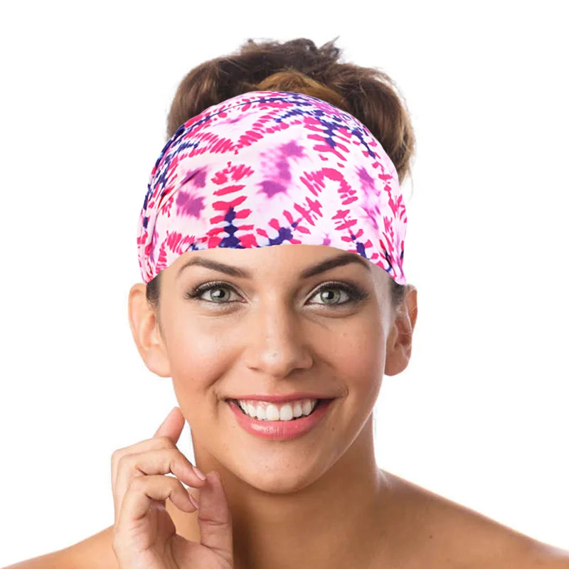 Women Headpiece Stretch Turban Hair Accessories Headwear Run Bandage Print Bands Gym Headbands Running Wide Headwrap Jogger