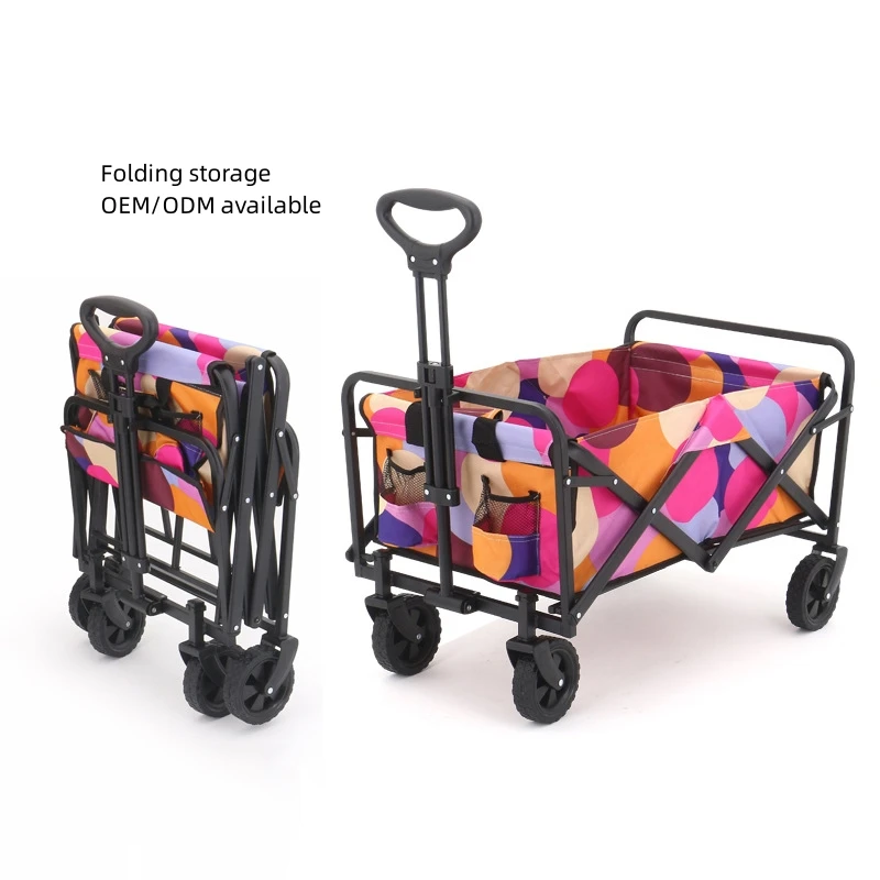 Collapsible Foldable Wagon with 60kgs Weight Capacity Folding Utility Garden Cart with Big All-Terrain Wheels