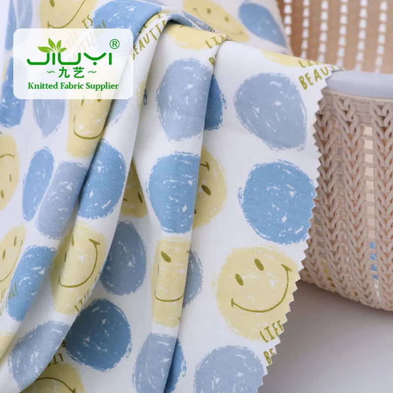 New product 40S 100% cotton Printed combed Interlock fabric roll textile for baby clothing bedding