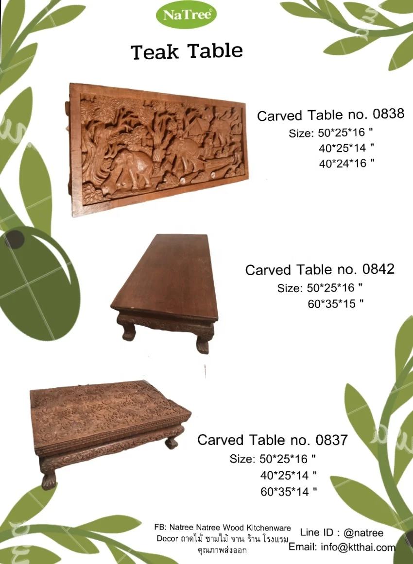 High Quality Natree Thailand soild wood furniture carving table other home decor wood dinning table wood dinner table set