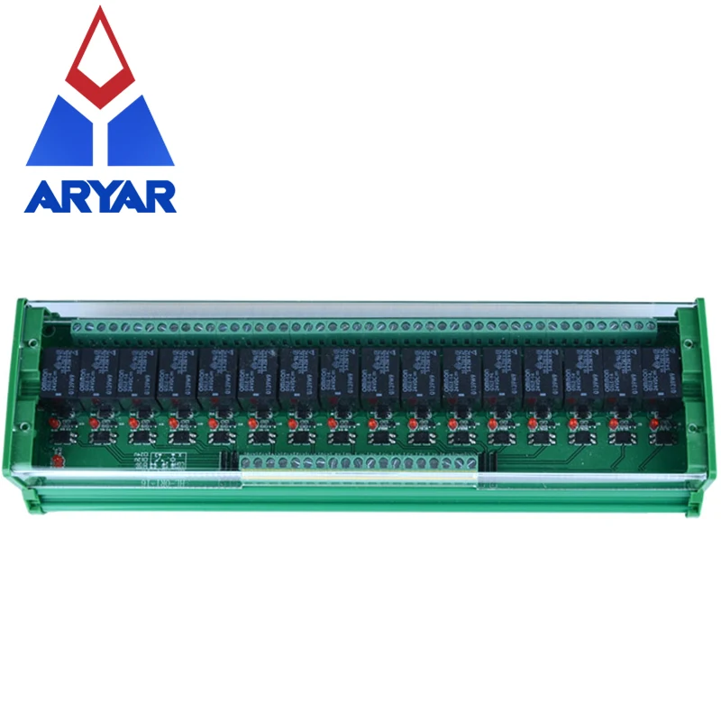 16 Channel G5LA-14 Trigger Voltage Relay Module With Cover PLC Optocoupler Relay Module DIN rail Mounting