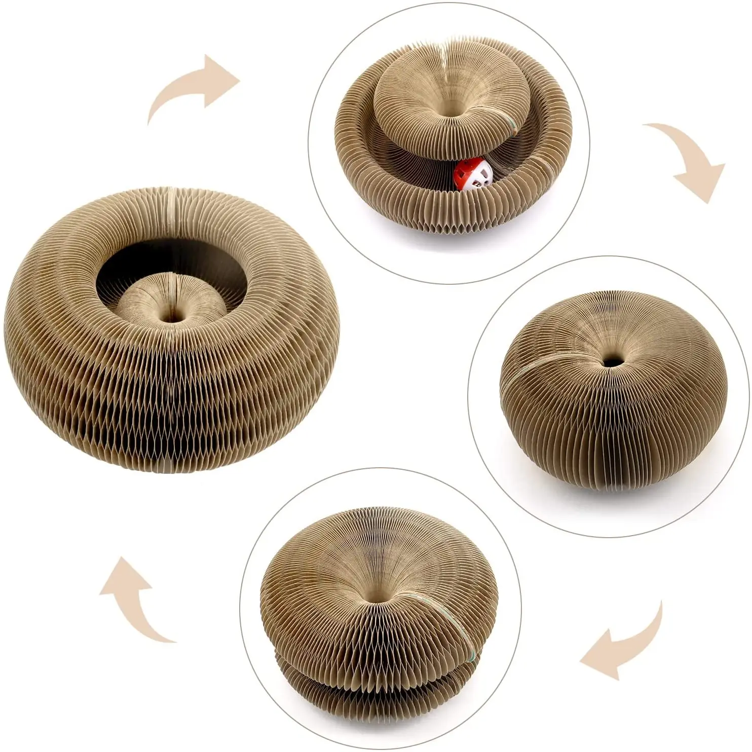 2022 Newest Magic Organ Cat Scratching Board with Toy Bell Retractable Cat Scratcher Board Foldable Cat Scratch Pad