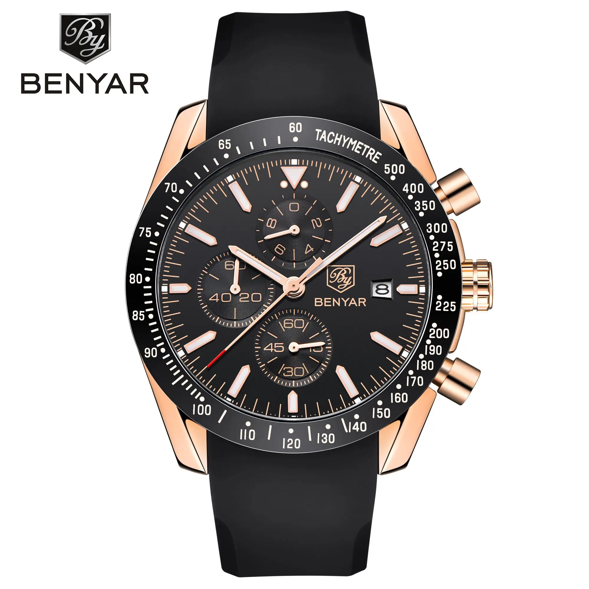OEM 2020 Benyar 5140 аналоговые наручные часы с силиконовым ремешком для мужчин мужские хронограф кварцевые пользовательским логотипом