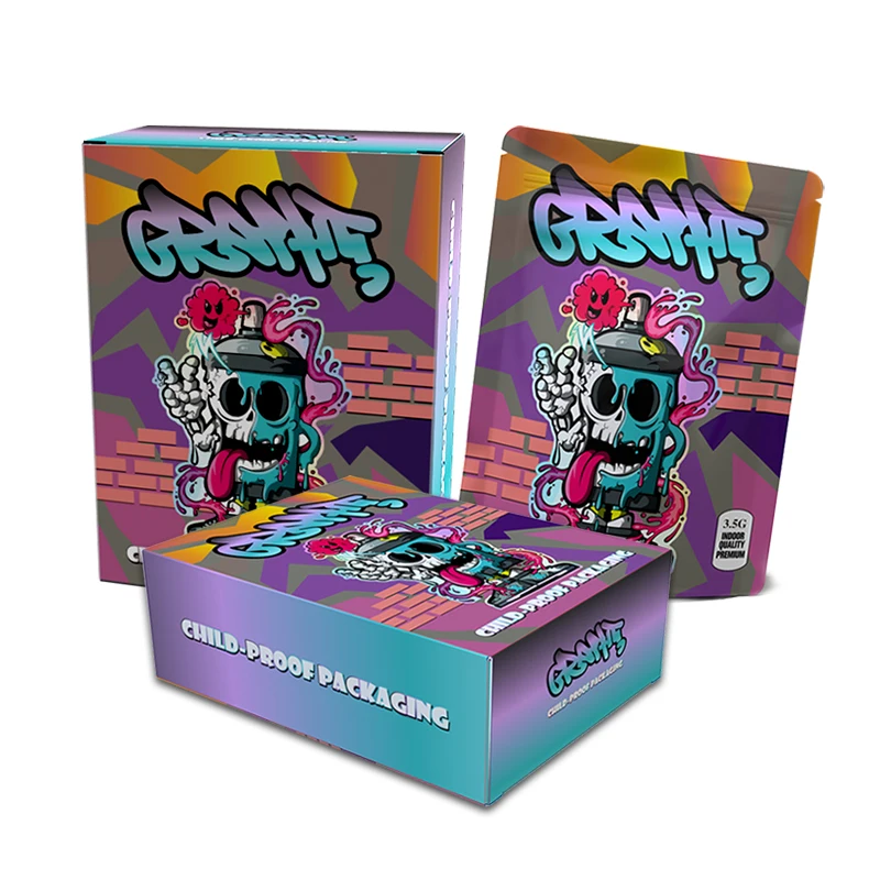Custom Printed Resealable Cali Packs Exotic Smell Proof Stand up Pouch 3.5g 35 7g 1oz 1lb 4x5 3.5 Mylar Bags with Boxes