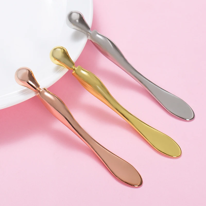 Custom Logo Makeup Face Spoon Gold Metal Eye Cream Applicator Facial Massage Cosmetic Spatula