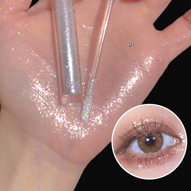 High Quality Beauty Supplies Customize Packaging Pigmented 5 Colors Glitter Shimmer Liquid Eye Shadow Glitter Single Eyeshadow