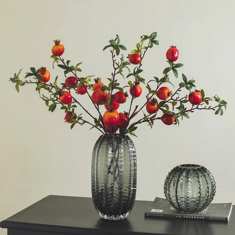 Light Luxury Vase High-end Luxury Nordic Modern Creative Cactus Glass Green Flower Set Large Model Room Living Room vase