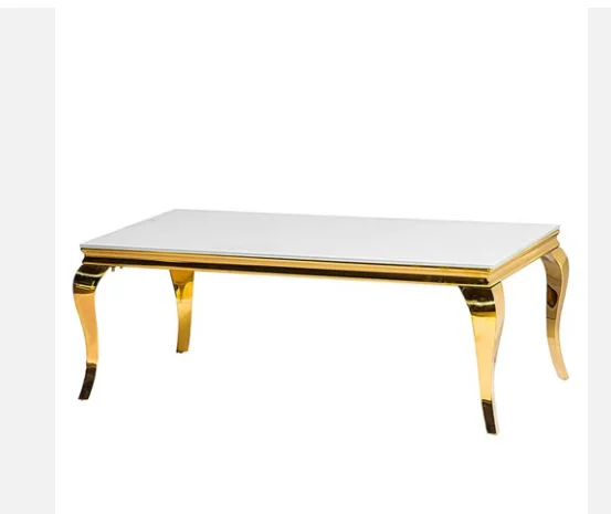 wedding Event furniture mirror glass stainless steel wedding banquet dining table