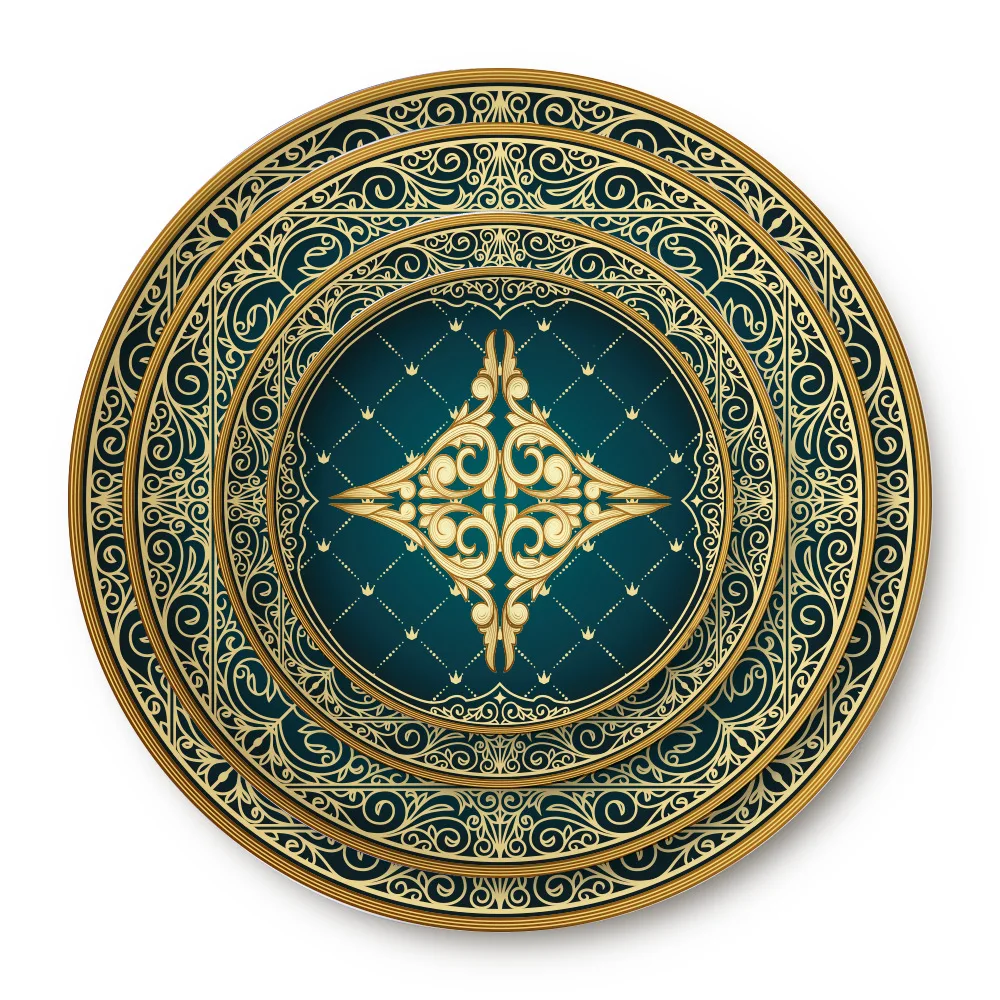 Customized graceful luxury hand painted happy birthday ceramic plate for restaurant hotel party home use