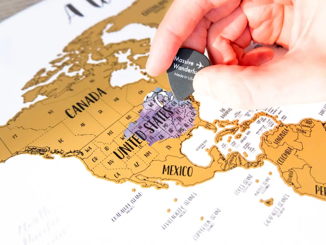 Customized&size A World of Adventures Travel United States National scratch off map